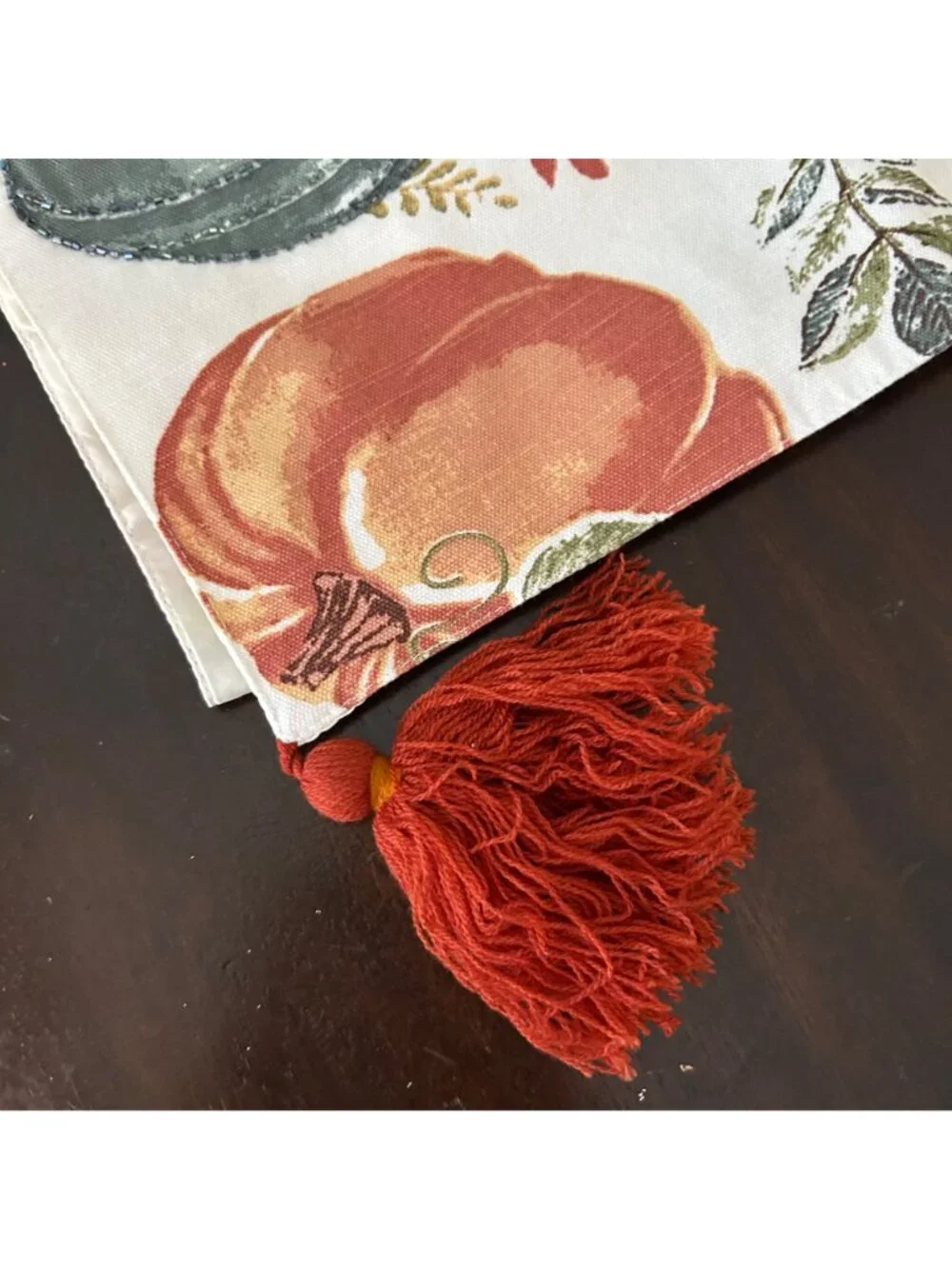 Rachel Zoe Table Runner Pumpkins Fall Autumn Festive Decor Beaded